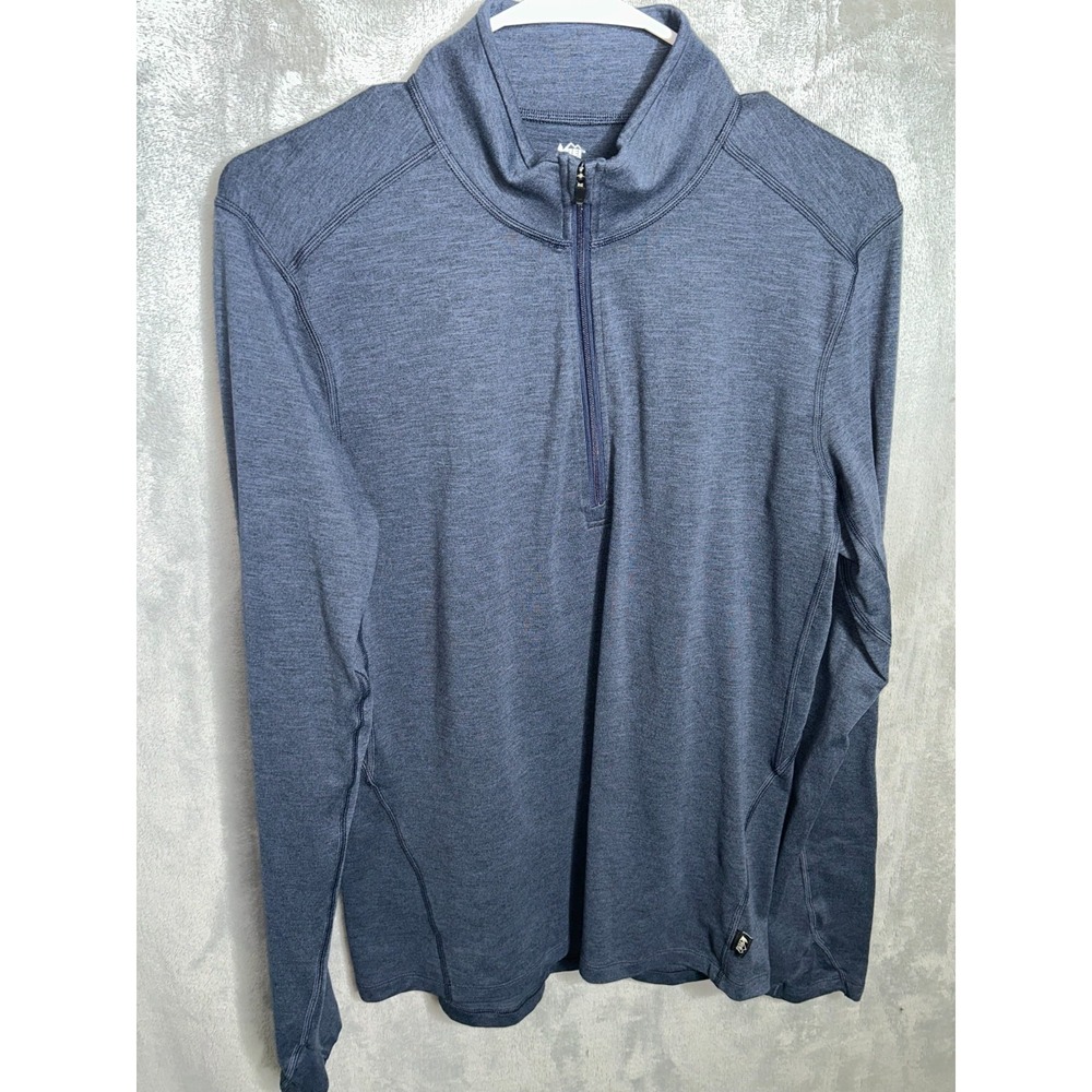 Rei Co-op Men's Midweight Half-Zip Base Layer Top Size Small Blue